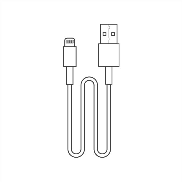 USB电缆连接器线孤立在白色背景在平坦的风格。图片 USB电缆连接器线孤立在白色背景在平坦的风格。图片下载
