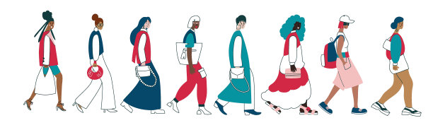 一组穿着鲜艳时尚衣服的女人。图片 一组穿着鲜艳时尚衣服的女人。图片下载