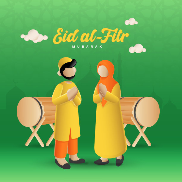 Eid al fitr mubarak贺卡矢量插图图片 Eid al fitr mubarak贺卡矢量插图图片下载
