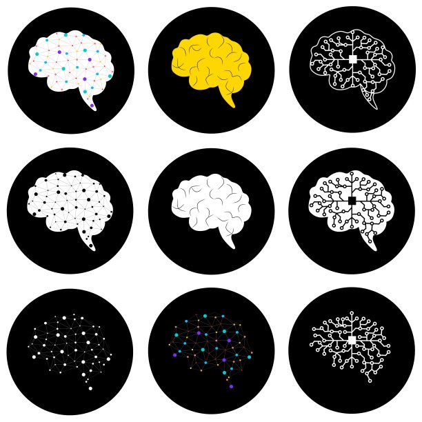 集合现代大脑链接连接点标识向量。数字人类大脑,粒子丛结构,抽象的人工智能未来技术和科学股票矢量插图。图片 集合现代大脑链接连接点标识向量。数字人类大脑,粒子丛结构,抽象的人工智能未来技术和科学股票矢量插图。图片下载