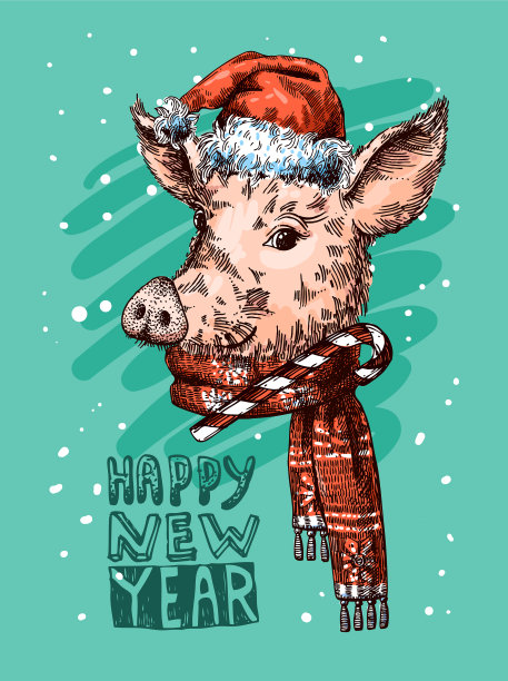 手绘猪素描象征新年图片 手绘猪素描象征新年图片下载