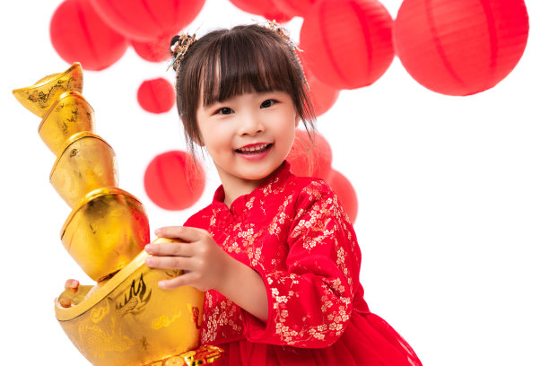 可爱的小女孩抱着一摞金元宝图片 可爱的小女孩抱着一摞金元宝图片下载