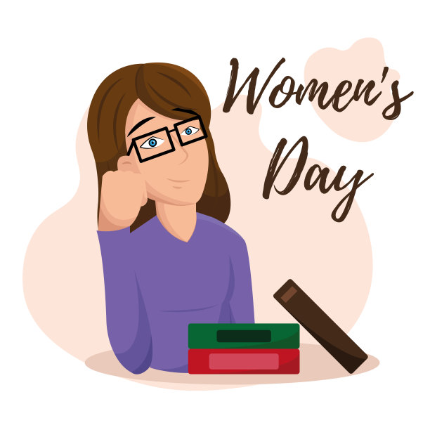 孤立快乐的女人,带着眼镜和书的女人一天矢量图片 孤立快乐的女人,带着眼镜和书的女人一天矢量图片下载