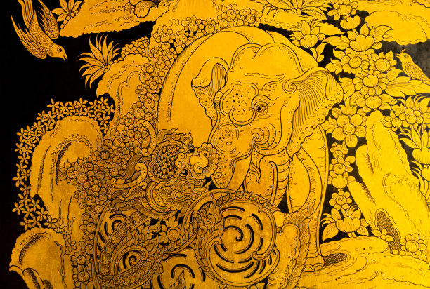 寺庙窗户上传统泰式艺术绘画的图案图片 寺庙窗户上传统泰式艺术绘画的图案图片下载