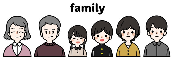 可爱的六口之家插画图片 可爱的六口之家插画图片下载