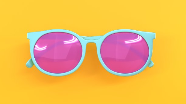 3D时尚太阳镜前视图。眼镜与蓝绿色框架和粉红色镜片,时尚女性眼镜孤立在黄色橙色的背景。现代时尚夏季设计,逼真的3D渲染图片 3D时尚太阳镜前视图。眼镜与蓝绿色框架和粉红色镜片,时尚女性眼镜孤立在黄色橙色的背景。现代时尚夏季设计,逼真的3D渲染图片下载