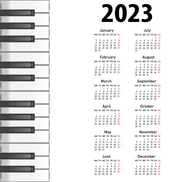 新日历2023年与音乐背景钢琴键图片 新日历2023年与音乐背景钢琴键图片下载