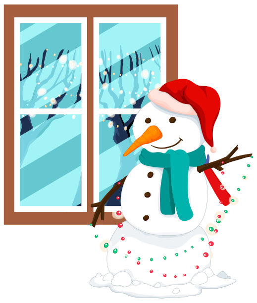 雪人与灯光的窗户图片 雪人与灯光的窗户图片下载