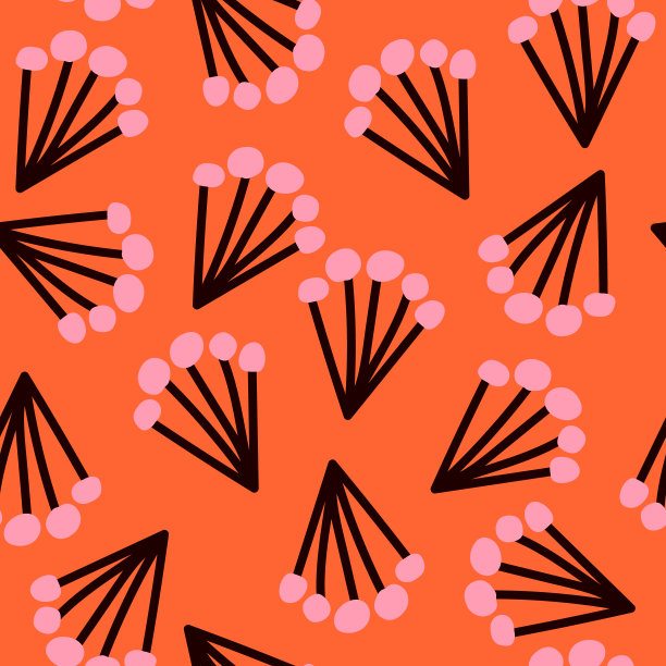 无缝花的图案与抽象的分枝。丛林橙色背景。完美的面料设计,壁纸,服装。矢量图图片 无缝花的图案与抽象的分枝。丛林橙色背景。完美的面料设计,壁纸,服装。矢量图图片下载