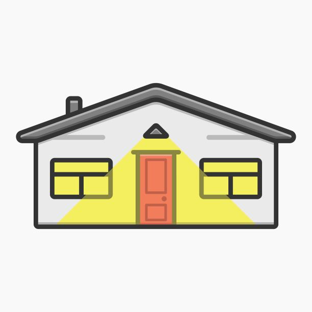 简单的住宅建筑与光立面矢量平面插图图片 简单的住宅建筑与光立面矢量平面插图图片下载
