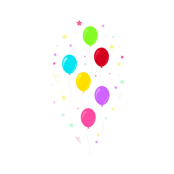 生日宴会,生日派对,许多彩色气球,平面矢量插图和图标图片 生日宴会,生日派对,许多彩色气球,平面矢量插图和图标图片下载