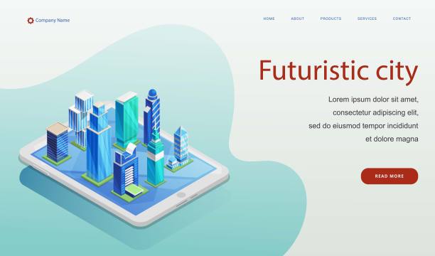 未来城市矢量插图。等距设计概念图片 未来城市矢量插图。等距设计概念图片下载