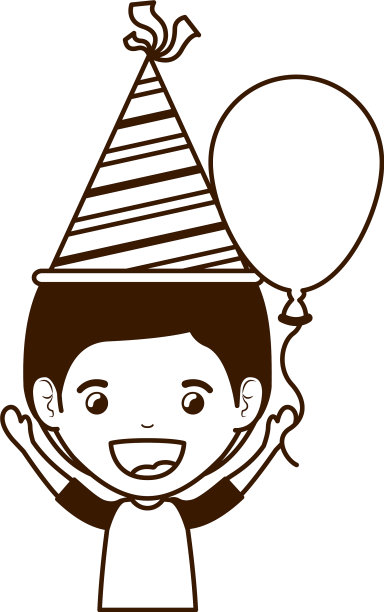 生日戴派对帽的剪影男孩图片 生日戴派对帽的剪影男孩图片下载