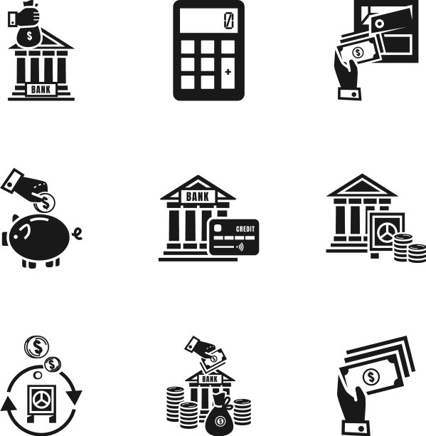 货币银行图标设置风格简单图片 货币银行图标设置风格简单图片下载