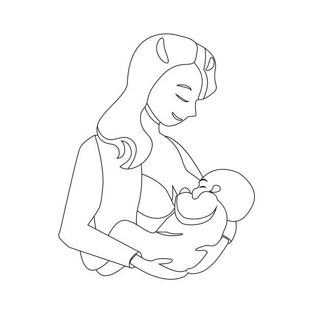 黑细线母乳喂养概念母亲和图片 黑细线母乳喂养概念母亲和图片下载