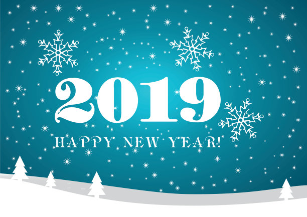 2019年新年快乐蓝色渐变背景图片 2019年新年快乐蓝色渐变背景图片下载