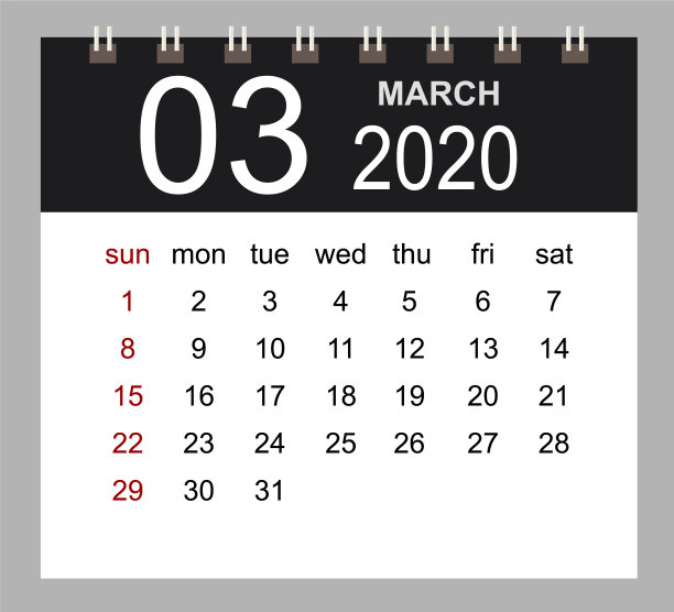 商务日历2020年3月笔记本孤立图片 商务日历2020年3月笔记本孤立图片下载