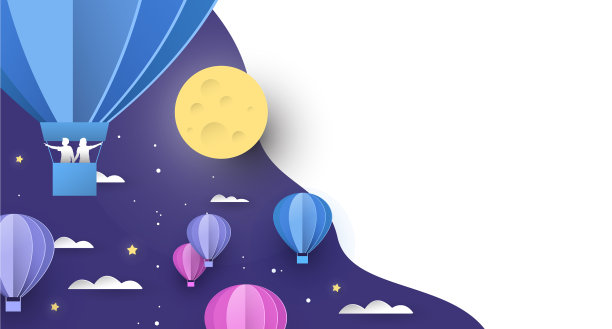 夜空上的纸热气球背景图片 夜空上的纸热气球背景图片下载
