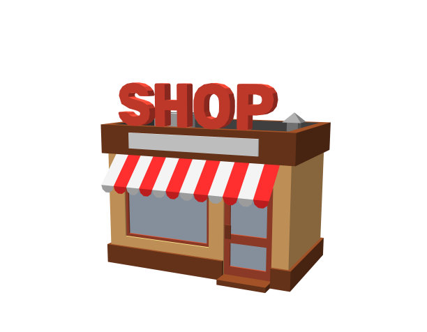 商店建筑孤立在白色背景3d图片 商店建筑孤立在白色背景3d图片下载