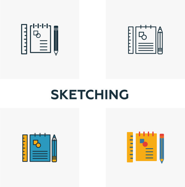 素描图标设置在四个不同的元素图片 素描图标设置在四个不同的元素图片下载