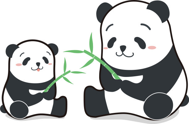可爱有趣的卡通风格熊猫父母和孩子图片 可爱有趣的卡通风格熊猫父母和孩子图片下载