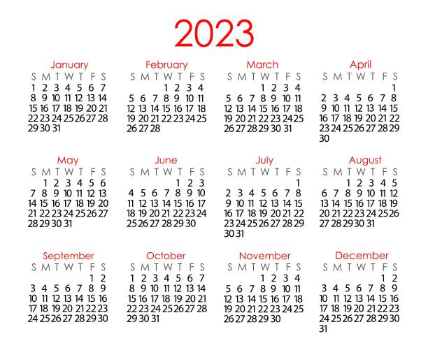 日历模板为2023年简单简约的风格,每周周日开始,矢量打印页面图片 日历模板为2023年简单简约的风格,每周周日开始,矢量打印页面图片下载