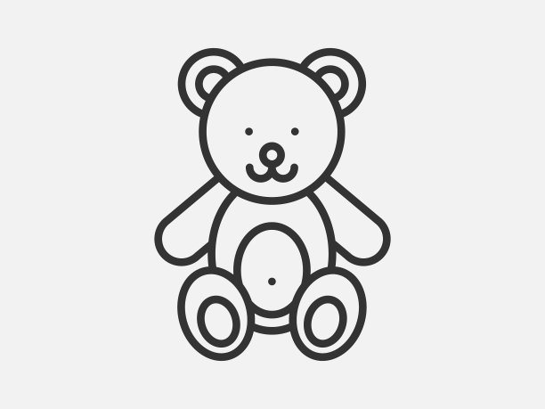 泰迪熊玩具图标白色背景线图片 泰迪熊玩具图标白色背景线图片下载