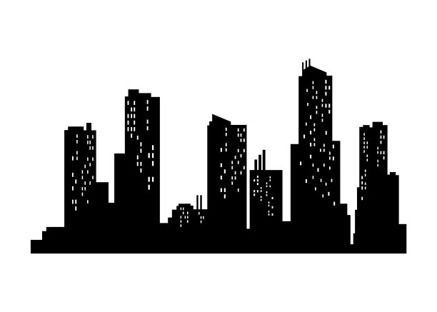 城市景观剪影单色全景图片 城市景观剪影单色全景图片下载