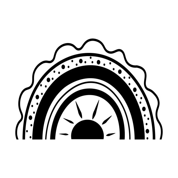 黑白波西米亚彩虹手绘风格图片 黑白波西米亚彩虹手绘风格图片下载