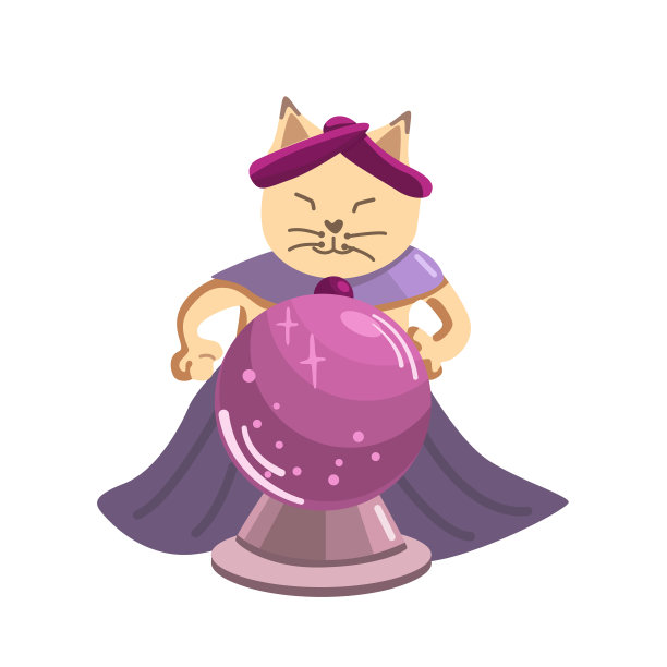 一只穿着雨衣的魔法猫在一个魔法球附近变魔术。矢量插图的巫师的猫图片 一只穿着雨衣的魔法猫在一个魔法球附近变魔术。矢量插图的巫师的猫图片下载
