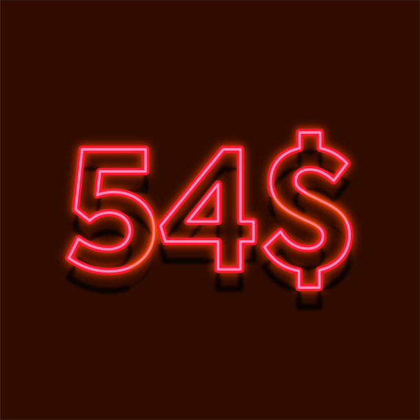 霓虹灯$ 54美元的价格标志设计。绿底54元特惠图片 霓虹灯$ 54美元的价格标志设计。绿底54元特惠图片下载