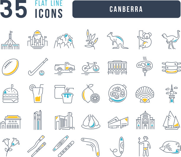 一套线性图标的堪培拉图片 一套线性图标的堪培拉图片下载