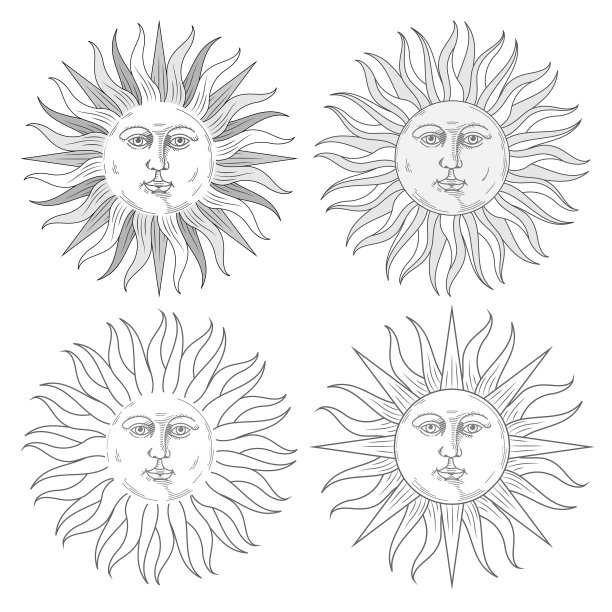 波西米亚太阳图标设置波西米亚风格的纹身设计图片 波西米亚太阳图标设置波西米亚风格的纹身设计图片下载