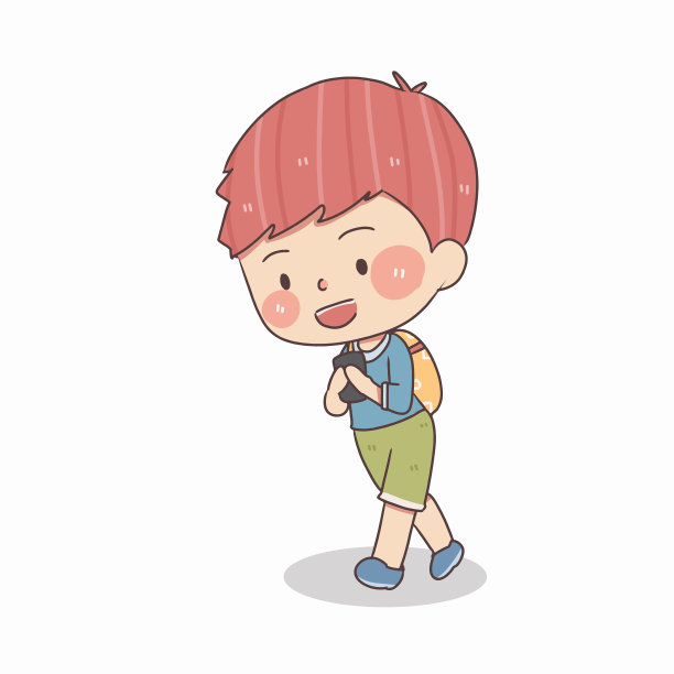可爱的小男孩走着,拿着手机,矢量和插图图片 可爱的小男孩走着,拿着手机,矢量和插图图片下载