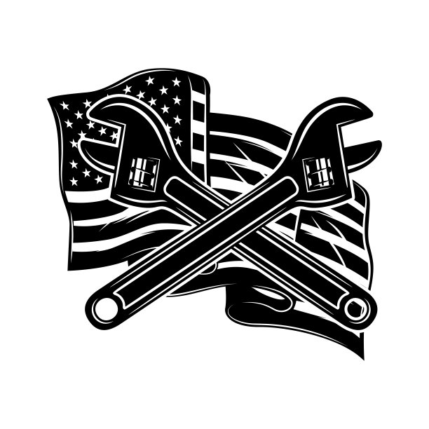 美国国旗背景上十字管扳手的插图。设计元素的海报,卡片,横幅,标志。矢量图图片 美国国旗背景上十字管扳手的插图。设计元素的海报,卡片,横幅,标志。矢量图图片下载