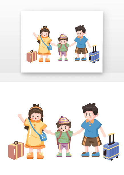 卡通一家三口出游图片 卡通一家三口出游图片下载