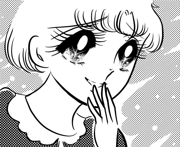黑白插图,一个漂亮的女孩,一头大长发,来自70年代的手作漫画,嘲笑和傻笑。图片 黑白插图,一个漂亮的女孩,一头大长发,来自70年代的手作漫画,嘲笑和傻笑。图片下载