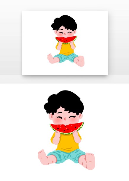 夏季男孩吃西瓜图片 夏季男孩吃西瓜图片下载