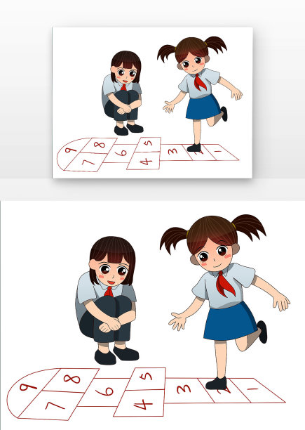 可爱女孩玩跳格子图片 可爱女孩玩跳格子图片下载