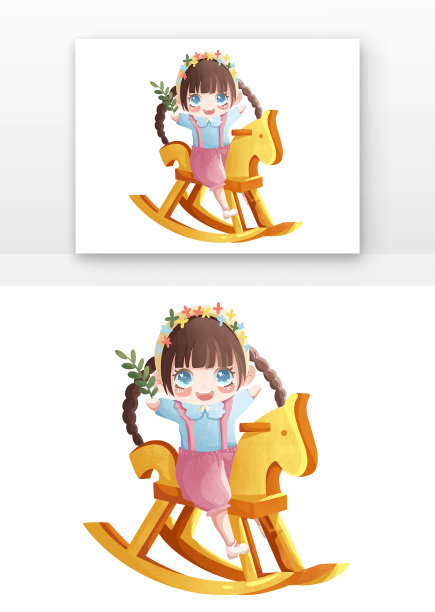 女孩骑木马图片 女孩骑木马图片下载