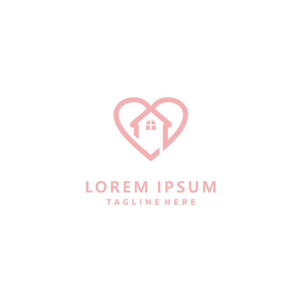 房子爱极简的线条艺术标志设计图标图片 房子爱极简的线条艺术标志设计图标图片下载