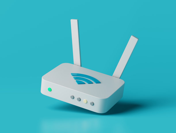 简单的互联网wifi路由器与天线3d渲染插图。图片 简单的互联网wifi路由器与天线3d渲染插图。图片下载