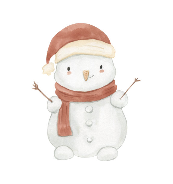 水彩雪人,儿童插图图片 水彩雪人,儿童插图图片下载