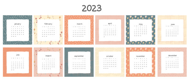 2023年新年日历。个月,数据图片 2023年新年日历。个月,数据图片下载