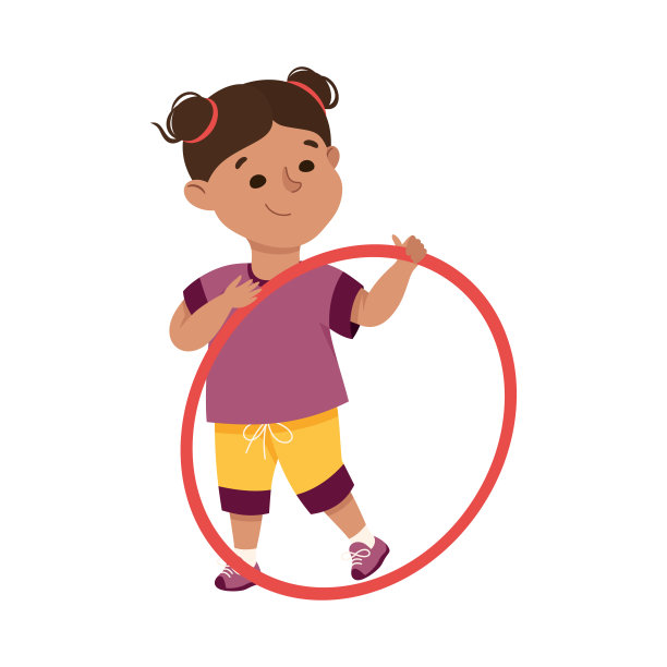 小女孩在学校矢量插画课上玩呼啦圈玩体育图片 小女孩在学校矢量插画课上玩呼啦圈玩体育图片下载