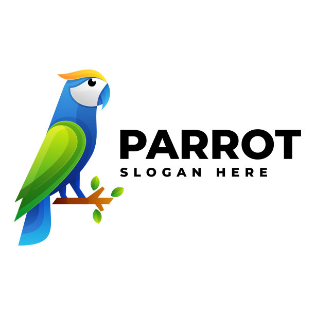 Logo鹦鹉渐变彩色风格图片 Logo鹦鹉渐变彩色风格图片下载