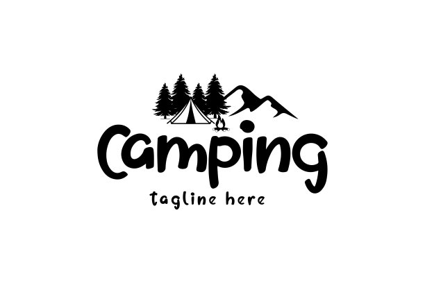 露营标志由山、营和树的线条风格组成,为孤立探索的标志图片 露营标志由山、营和树的线条风格组成,为孤立探索的标志图片下载