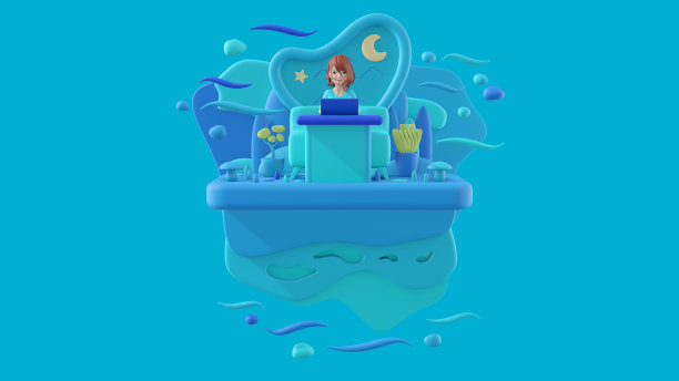 女人工作的概念。黑发女孩深夜坐在沙发上,桌上放着笔记本电脑。抽象概念艺术懒惰久坐的年轻自由职业者在家工作与植物。蓝色背景。三维渲染图片 女人工作的概念。黑发女孩深夜坐在沙发上,桌上放着笔记本电脑。抽象概念艺术懒惰久坐的年轻自由职业者在家工作与植物。蓝色背景。三维渲染图片下载