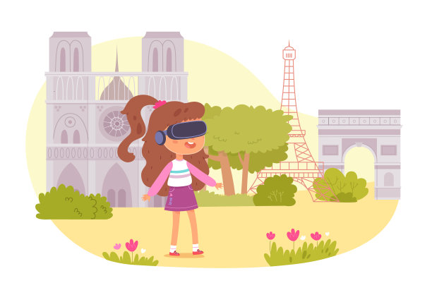 虚拟现实旅行的孩子女孩在vr眼镜图片 虚拟现实旅行的孩子女孩在vr眼镜图片下载