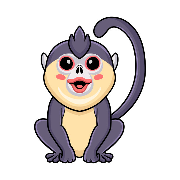 可爱的小翘鼻子猴子卡通坐姿图片 可爱的小翘鼻子猴子卡通坐姿图片下载